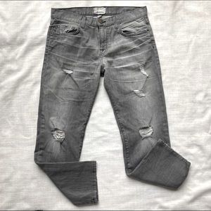 Current/Elliott Pale Grey Destroy Boyfriend Jeans